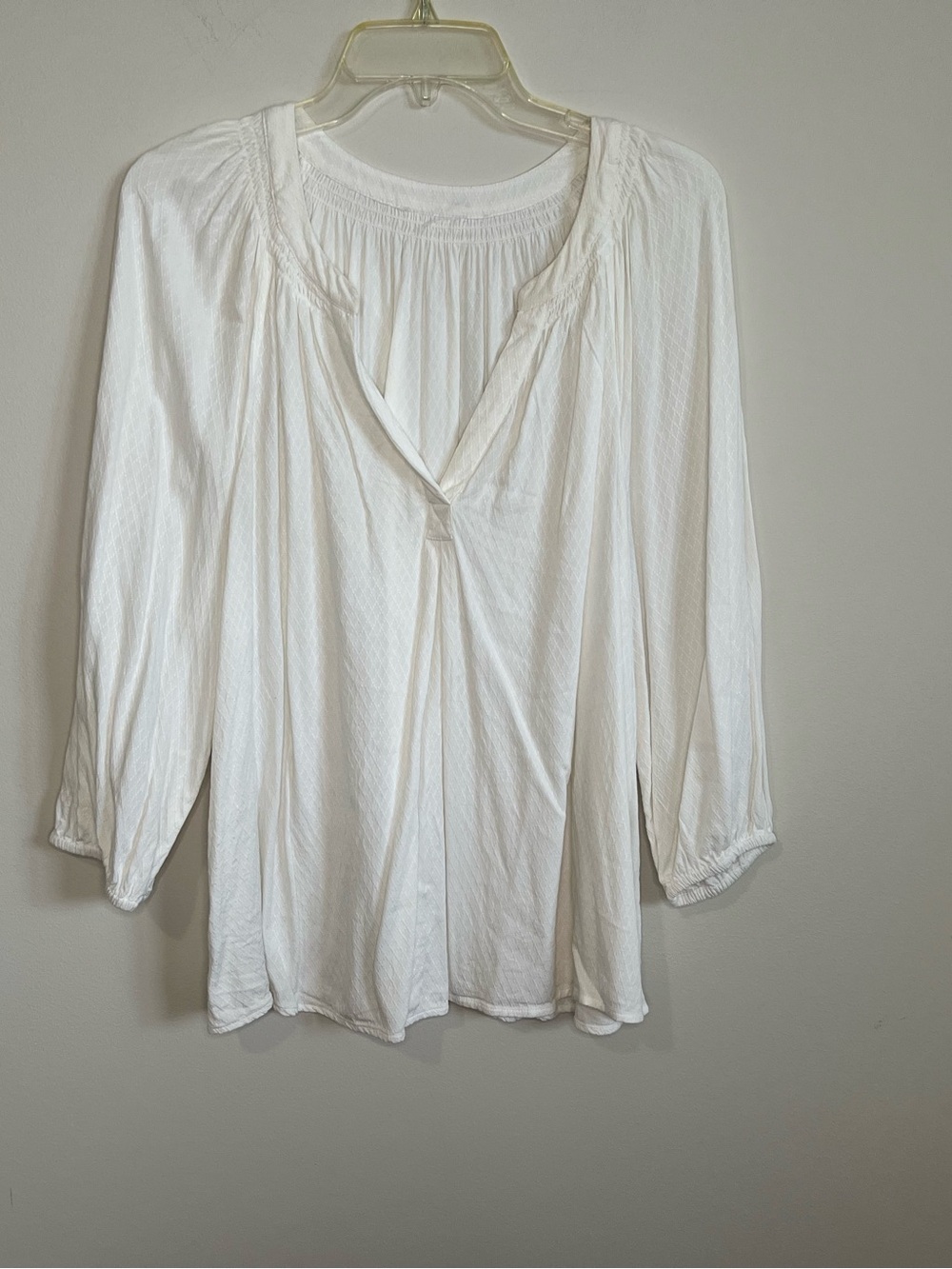 Women’s White Peasant Blouse - Lightweight V-Neck Top